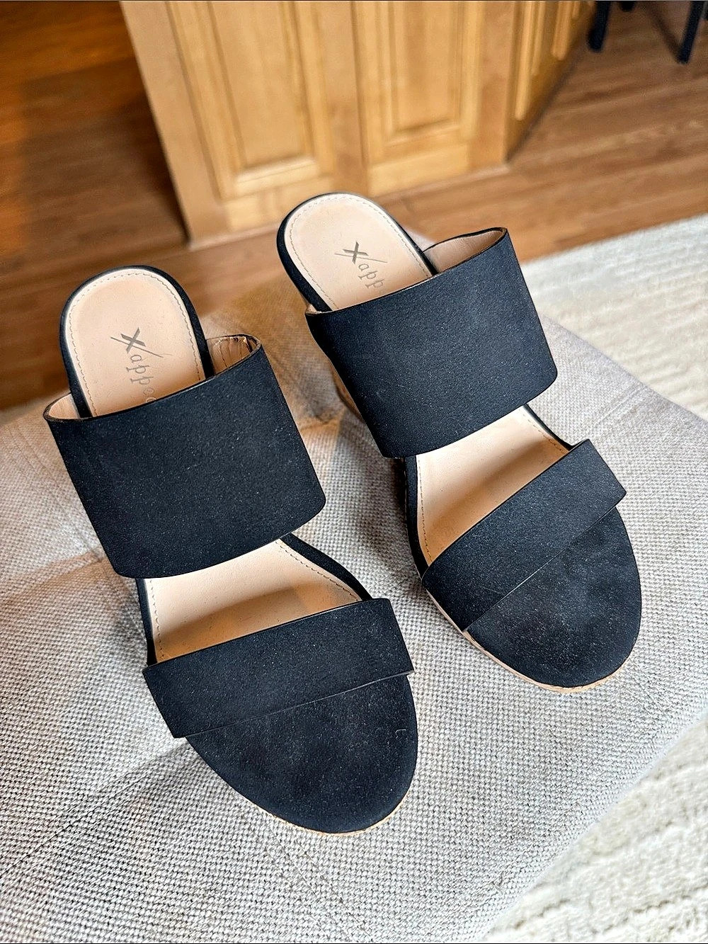 X Appeal Wedge Sandals in Black